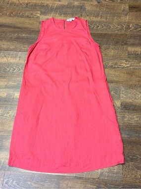 Boden 100% Linen Shift Dress Womens 8L Coral Pockets Beach Summer Lightweight
